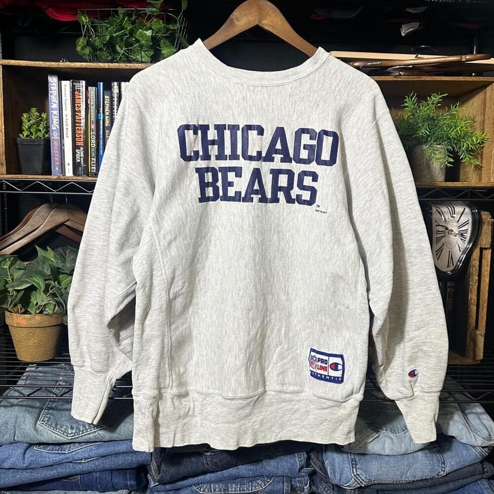 Vintage 90s Champion Reverse Weave Chicago Bears Crewneck Large Grey Sweatshirt